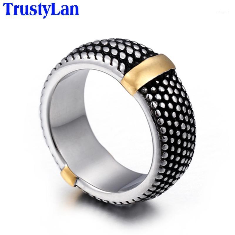 

Cluster Rings TrustyLan Trendy Never Fade Gold/Silver Color Men Mens Ring Stainless Steel For Man Jewelry Jewellery Drop Anel1