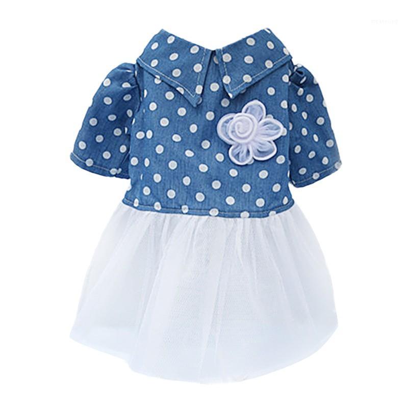 

Summer Puppy Pet Small Dog Cat Lace Bow Jeans Dress Tutu Princess Skirt Casual Korean Mesh Dresses Clothes1, Blue