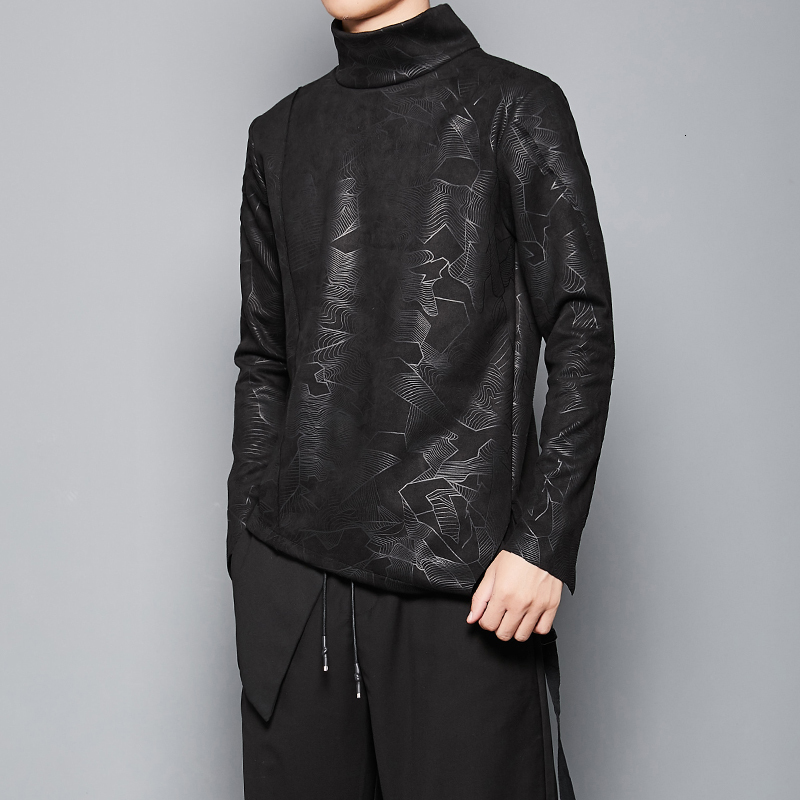 

2021 New High-end Black Three-dimensional Tailoring Imitation Long-sleeve Thin-sleeve Printing Collar High Hoodies Trend 9X5N