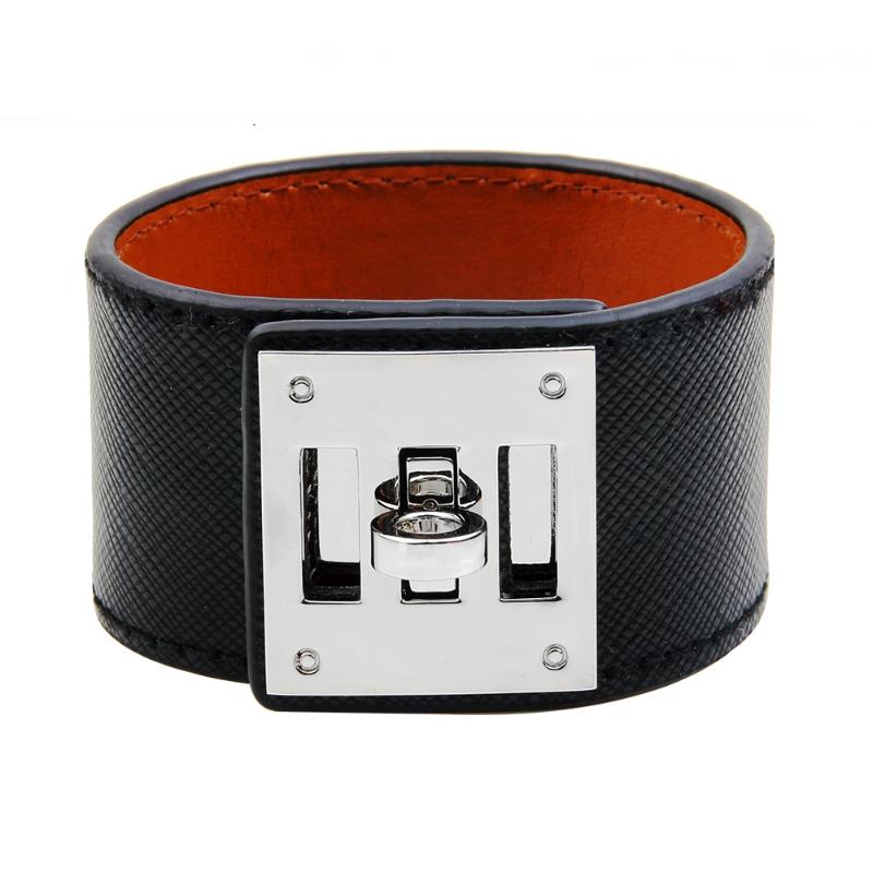 

Charm Bracelets Fashion Punk Wide Women Leather Trendy Man Bangles Cuff Chain Jewelry Wholesale