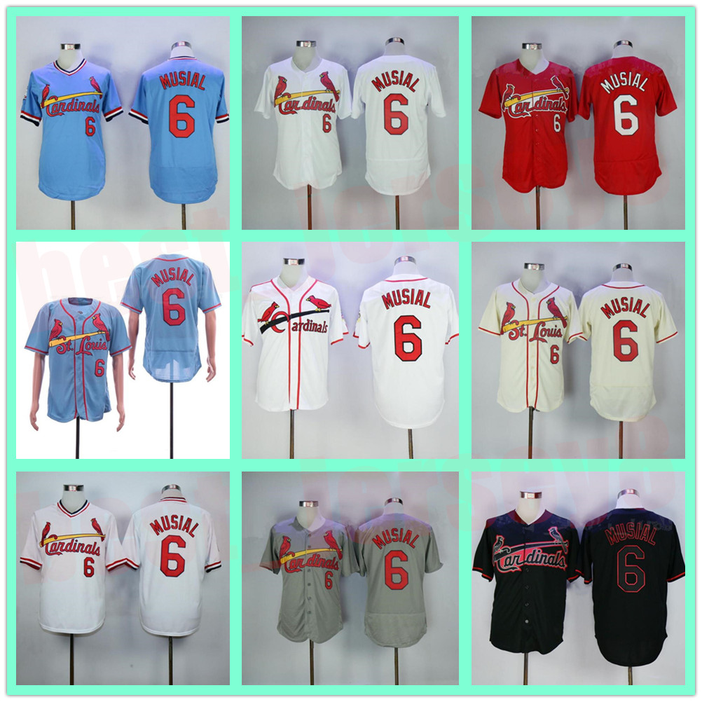

Men Retror 1944 1956 1963 1978 1982 1985 Vintage Baseball 6 Stan Musial Jersey Retire Flexbase Cool Base Pullover Cooperstown Top Quality, As shown in illustration