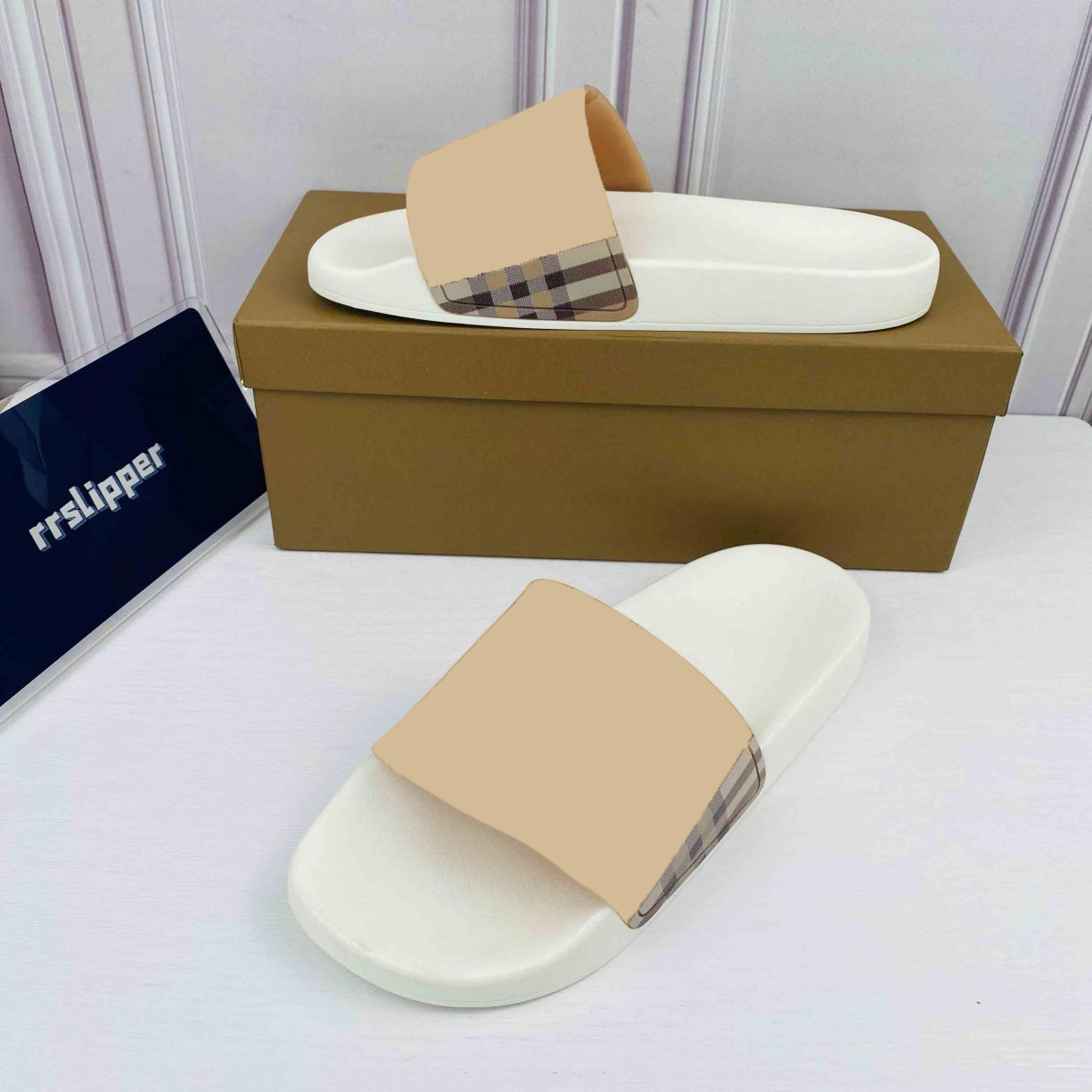 

Men and Women Slippers Designer Rubber Slipper Sandals Flat Fashion Plaid Solid Color Camouflage Shoes Beach, Colour 11