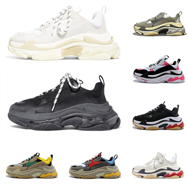 Free ship top quality Hot sale triple s men women shoes black white red grey fashion luxury sneakers old dad shoes