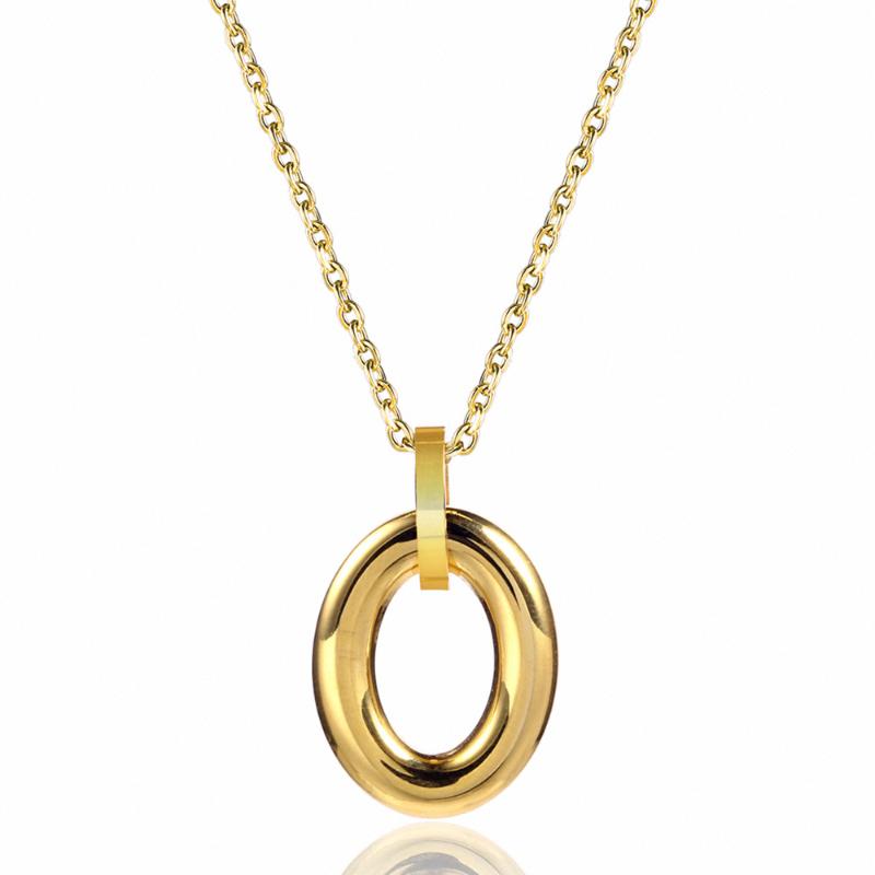 

Gold Oval Necklace Stainless Steel Delicate Love Round Collar Necklace Dainty Lady Women Wedding Party Gift