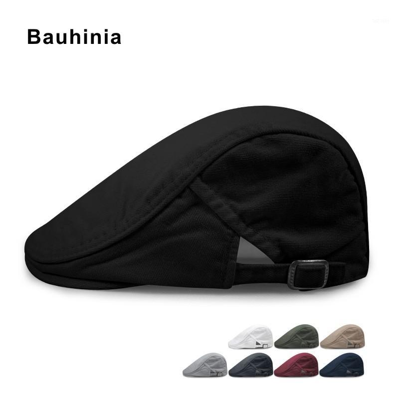

Bauhinia brand men and women spring and summer Korean version of large size beret caps wild casual British painter cap1, White