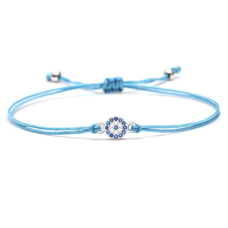 

Charm Bracelets White Cubic Zirconia Copper Evil Eye Bracelet Women Men Blue CZ Zircon Greek Pink Black String Braided Jewelry He