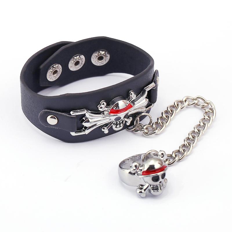 

Charm Bracelets Anime One Piece Luffy Straw Hat Logo Imitation Leather Bracelet Cosplay Gifts