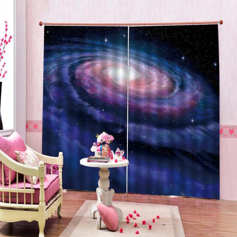 

Custom any size Earth Universe Earth Starry sky Curtain Large Window Blackout For Living Room Bedroom Half-Blackout Draper Sets, As pic