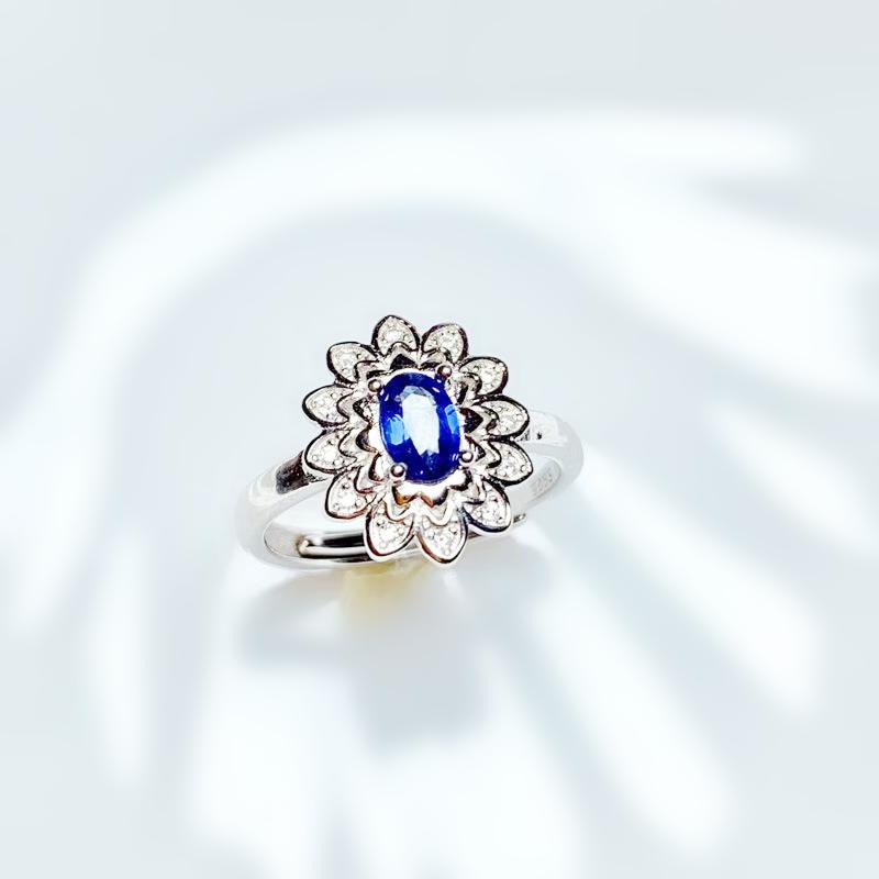 

Cluster Rings Natural Real Tanzanite Flower Style Ring Per Jewelry 4*6mm 0.5ct Gemstone 925 Sterling Silver Fine T207168, Golden;silver