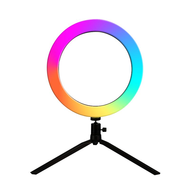 

26cm RGB Ring Light with Stand 6000K Remote Dimming Fill Light Selfie Ring for Smartphone Streaming Makeup