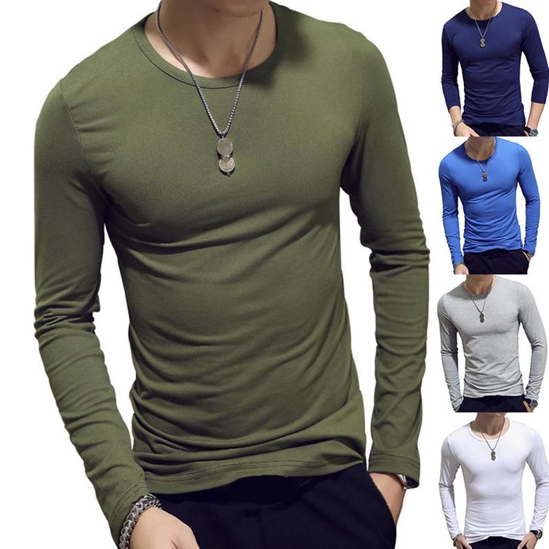 

Men T Shirt Long Cotton Spring Autumn Thermal Undershirt Armor Mens T Shirts Full Sleeve Round Neck Casual Men'S Tees, Grey