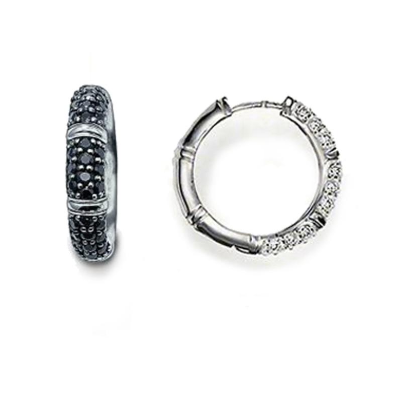

Bamboo Joint CZ Pave Creoles Hinged Hoops Earrings, Style Earring 925 Sterling Jewelry Silver Good Gift for Women Girl