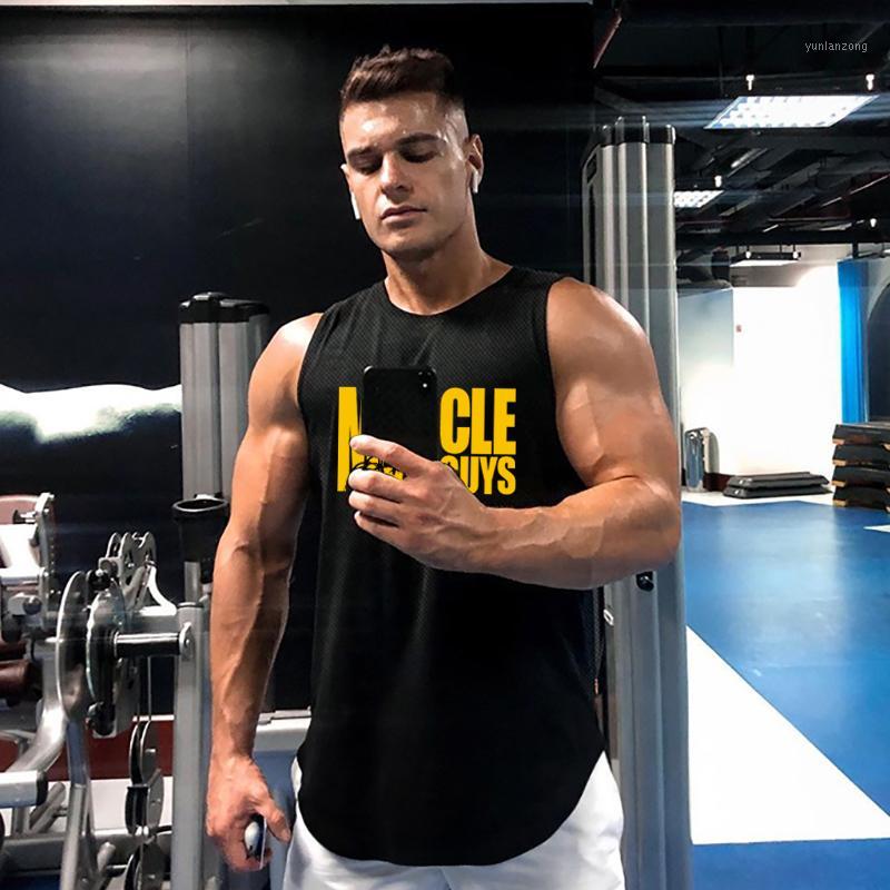 

New Mens Running Vest Quick Dry Gym Clothing Bodybuilding Fitness Tank Top Sleeveless Undershirt Workout Stringer Singlet1, Blue