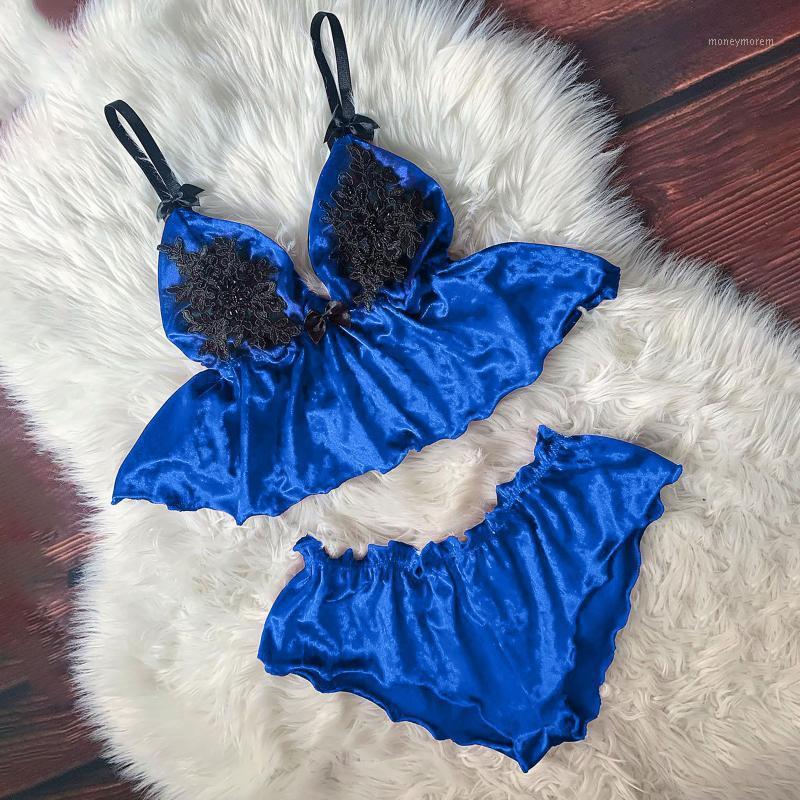 

2021 Women Camisoles Clothes Healthy Fashion Simple Home Wear Sets Tanks+shorts Women Sexy Lace Sleepwear Nightwear Nightgown#41, Navy