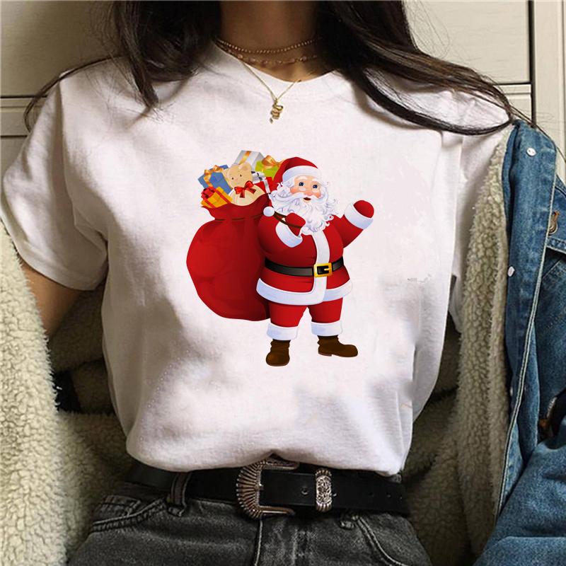 

Women' T-Shirt Harajuku Kawaii Tshirts Christmas Female Printed Santa Claus Casual T Shirt Cute Casual Tops, Wtq2794