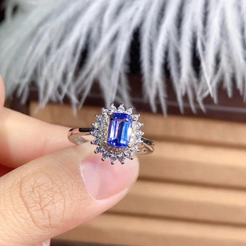 

New Coming Natural and Real Natural And Real Tanzanite Ring Wedding Engagement Rings for Women 925 sterling silver Ring