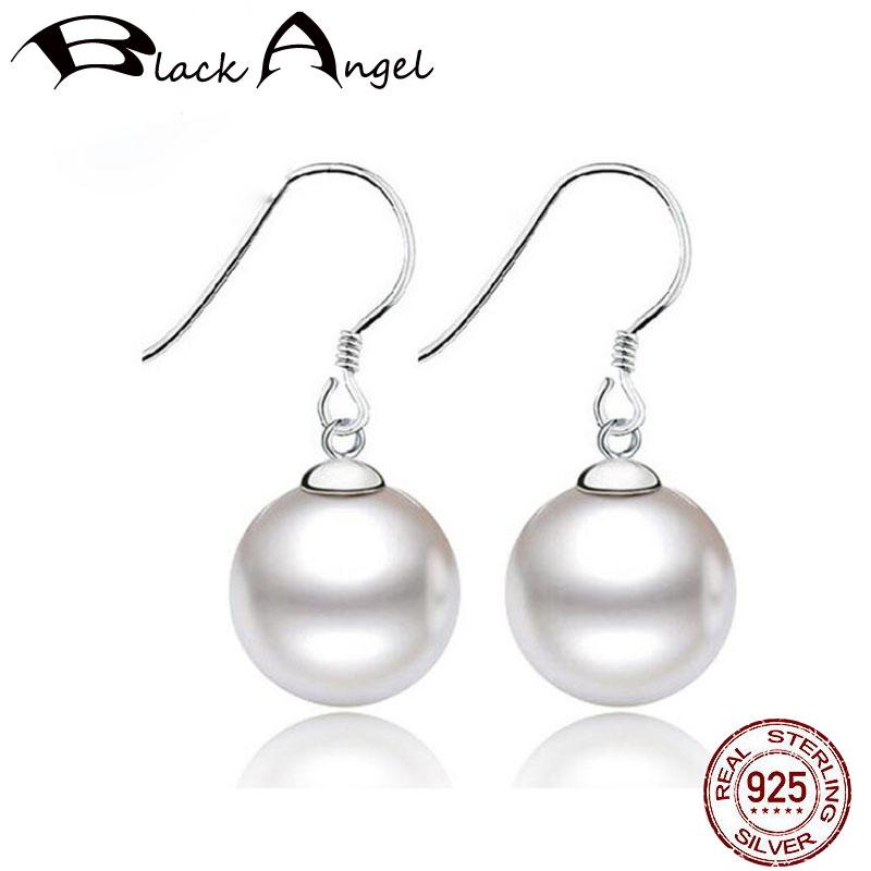 

Dangle & Chandelier Promotion Authentic 925 Sterling Silver Round 12mm Freshwater Pearl Drop Earrings For Women Wedding Jewelry