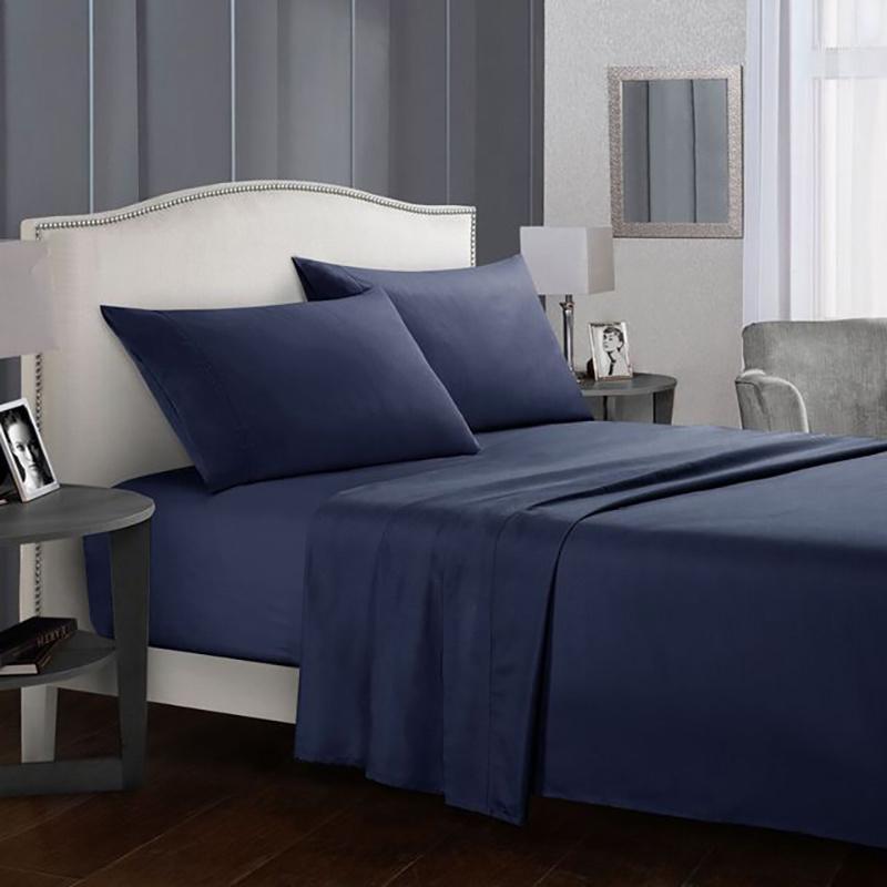 

2020 Real New Cama Simple Bed Linen Bedding Set Four-piece Multi-gauge Solid Color Bedclothes Size Comforter Sets Home Textile1, Navy blue 07