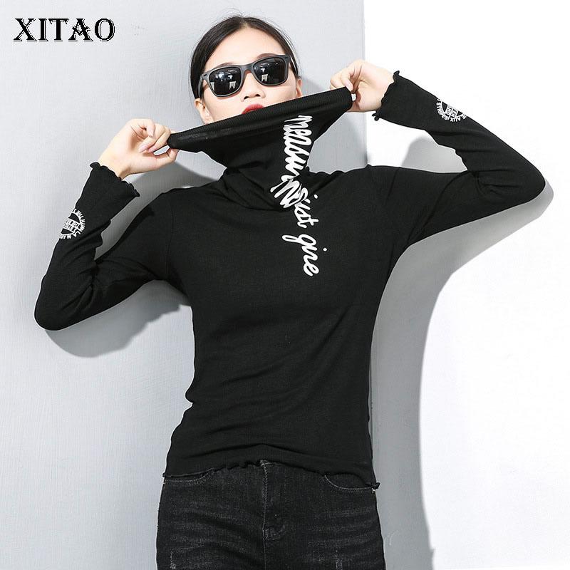 

XITAO Letter Knitted Sweater Pleated Pullover Irregular Small Fresh 2020 Autumn Elegant Black Minority Style Sweater ZP3137, Black zp3137