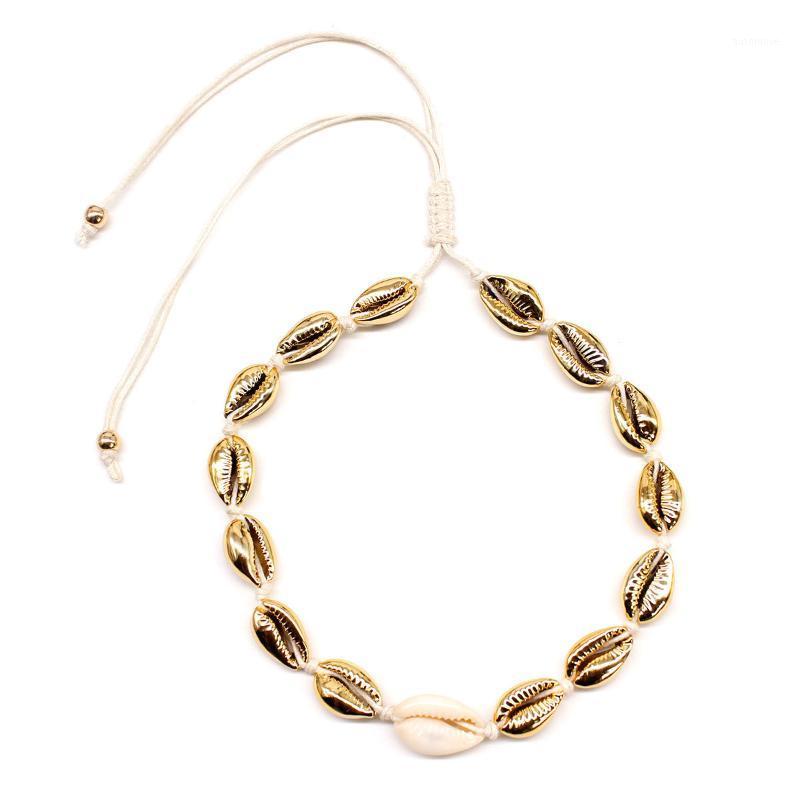 

Bohemian Summer Beach Gold Color Shell Rope Chain Necklace Women Trendy Fashion Adjustable Clavicle Statement Necklaces Jewelry1