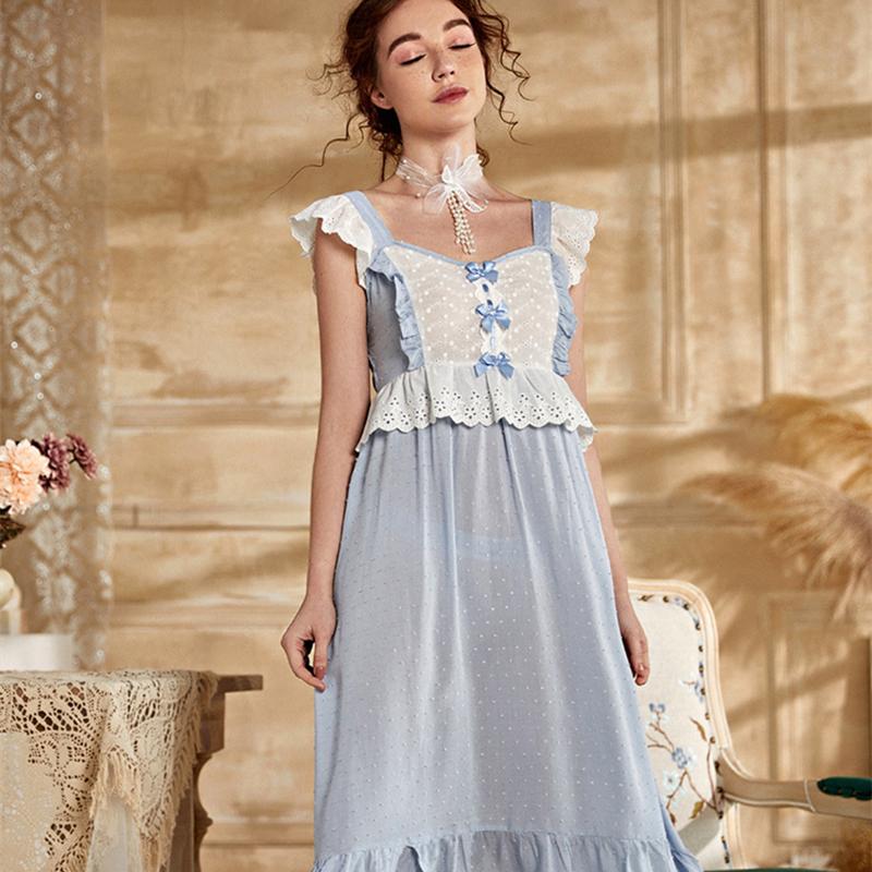 

Sleepwear Dress Woman Princess Summer Nightgown Girl Lovely Nightgown Sleeveless, As pic