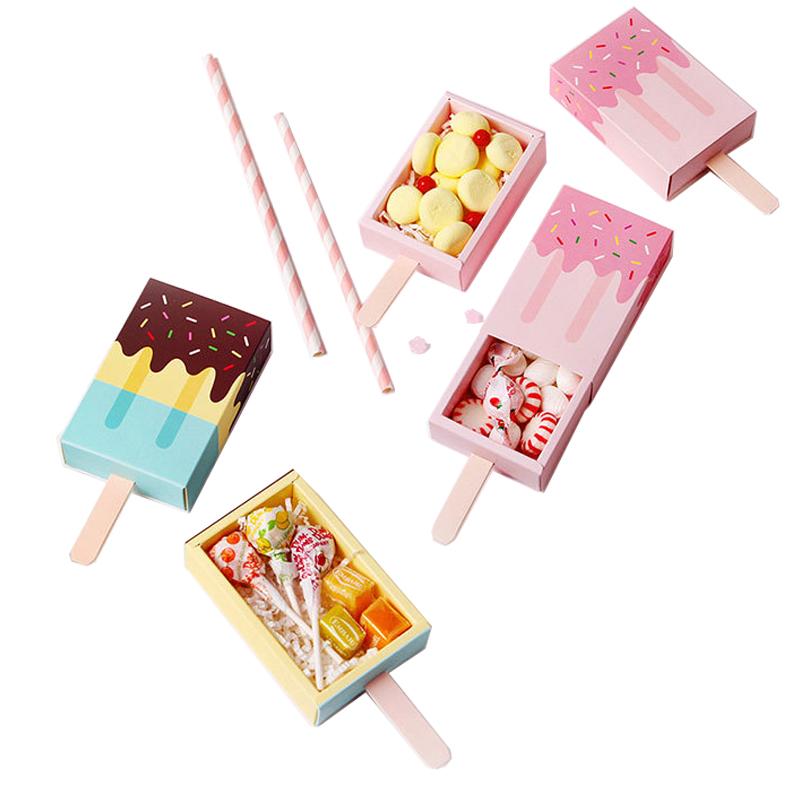

10Pcs DIY Ice Cream Gift Box Kids Party Favor Boxes Cartoon Popsicle Candy Box Drawer Treat Bag Birthday Party Supplies