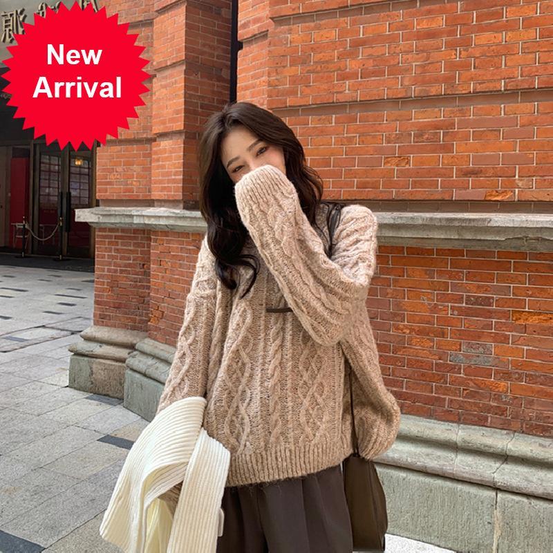 

2021 New Quality New Winter High Female Sweater Vest Thick Woman Torsion Lazy Pullovers Outwear Jumper Clothes Ued0, Khaki.