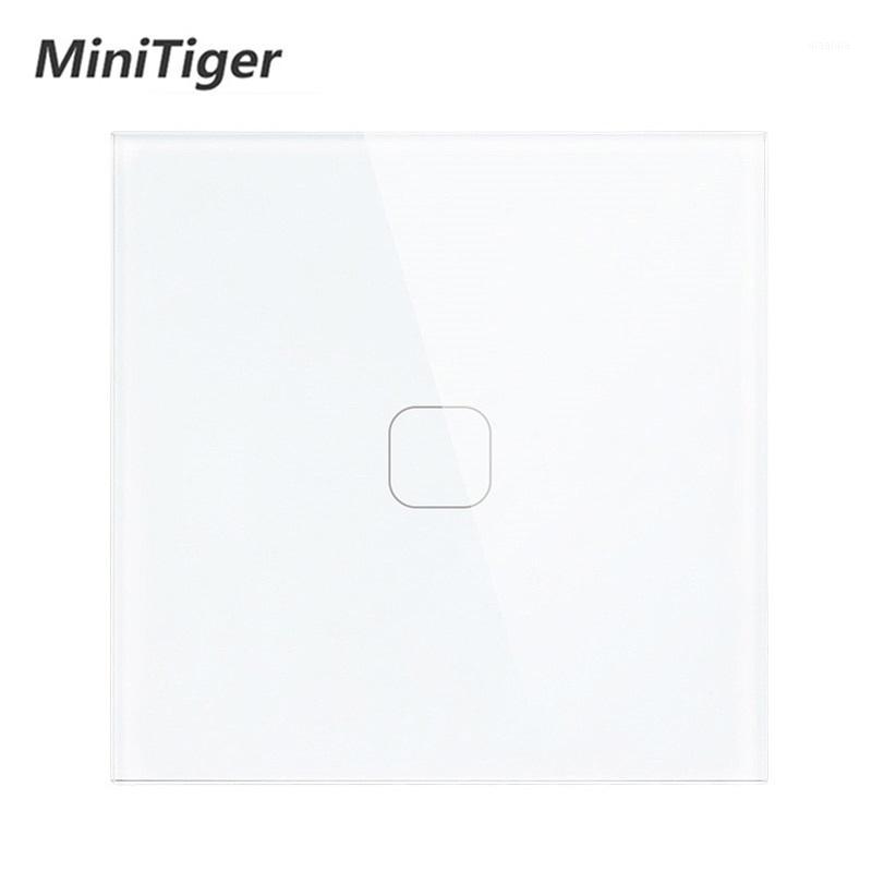 

Minitiger White Luxury Crystal Glass Panel 1 Gang 1 Way Touch Switch, EU standard Gang Wall Touch Switch1