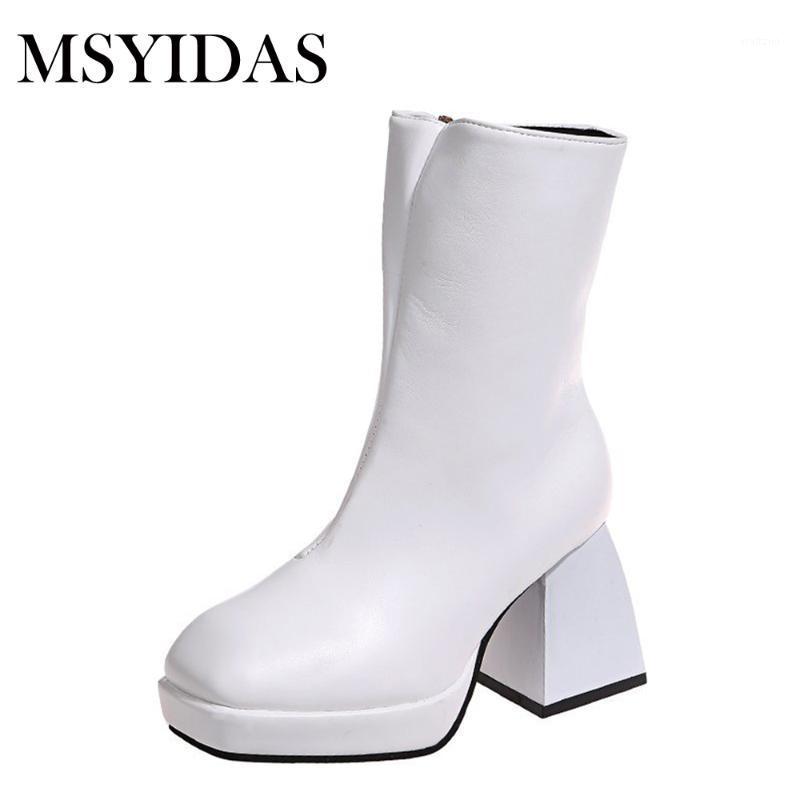

Fashion Boots Women Heel Spring Autumn Soft Leather Platform Shoes Woman Party Boots High Heels Punk1, Black