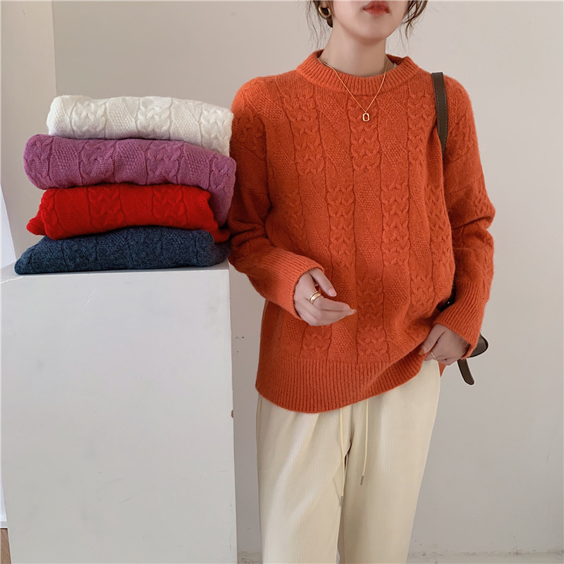 

2021 Women's New Spring Winter Sweaters Femeal Fashion Korean Style Casual Pullovers Long Sleeve Knitted Tops U35p, White