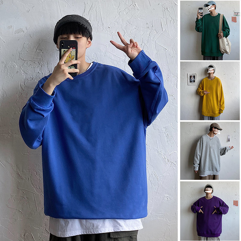 

Male 2021 Long-sleeve Spring and Autumn New Student Around Neck Shirt Young Menm-5xl 0AYN, Gray.