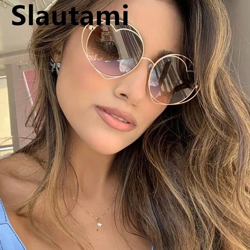

Chic Double Heart Frame Cat Eye Sunglasses For Women 2020 New Sun Glasses Female Gradient Elegant Round Eyewear Hot