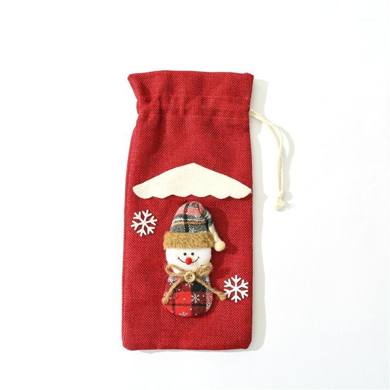 

Christmas Decoration Supplies Linen Material Cartoon Shape Wine Bottle Bag Christmas Household Decoration1