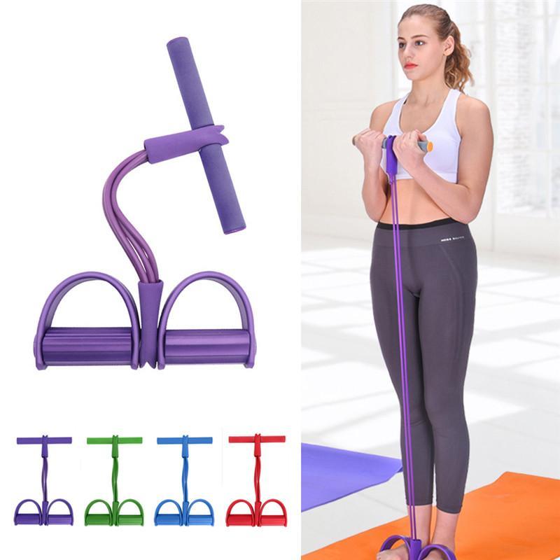 

4 Tube Resistance Bands Latex Pedal Exerciser Bands Yoga Fitness Equipment Body Sit-up Pull Rope Elastic Shaping Thin Belly1