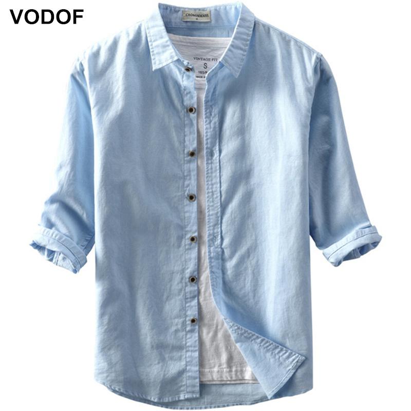 

Cotton Linen Casual Shirts Men Basic Classic White Hawaiian Shirt 2020 Spring Male Long Sleeve Stand Collar Breathable Thin Tops, Gray