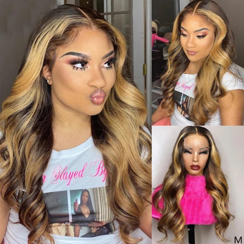 

India Highlight Blonde Lace Front Preplucked Glueless 4x4 Silk Top Full Lace Human Hair Wigs Remy 360 Frontal Wave Headband Wigs, Black;brown