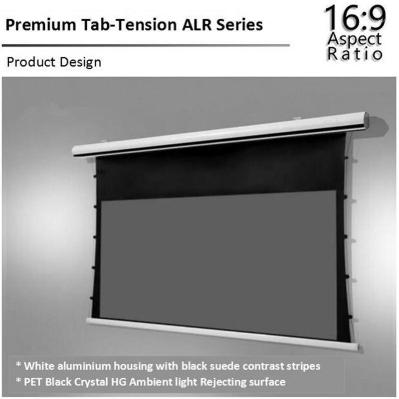 

16:9 Electric motorized tabtension projection screen for long throw projector ALR screen on the wall1