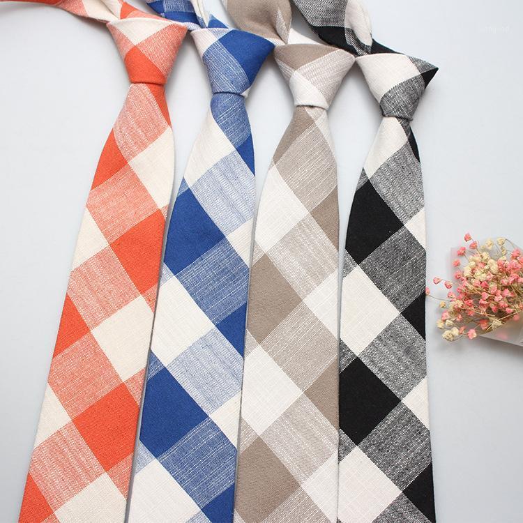 

Neck Ties Men Slim Plaid Tie Casual Cotton Linen Man Skinny Narrow Vintage Floral Wedding Necktie Corbatas Gravatas1