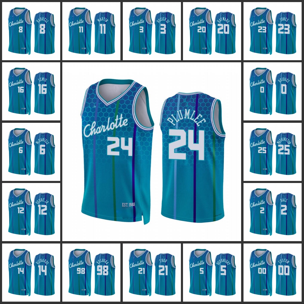 

Charlotte Hornets''Miles Bridges LaMelo Ball Terry Rozier III James Bouknight P.J. Washington Custom City Blue Edition 2022 75th Anniversary Jersey