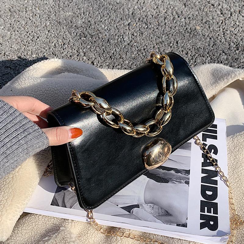 

Bags 2021 New Trendy Fashion Messenger Bag High-quality Texture Niche Design Retro Chain Shoulder Bag, Black