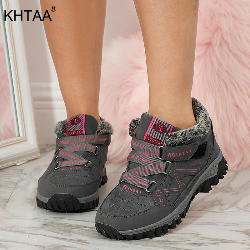 

Women Warm Plush Ankle Boots Female Plush Shoes Ladies Hook&Loop Non Slip Sewing Footwear Comfort Outdoor Casual Fashion Shoe, Woman
