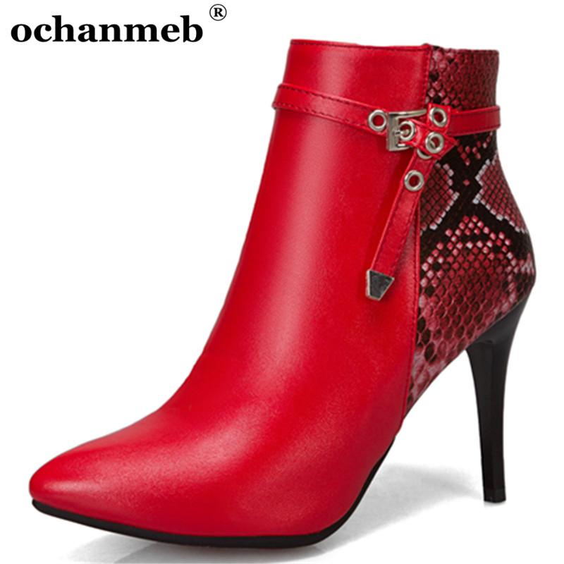 

Sexy Stiletto Heels Ankle Boots Female Largest Size 50 Zipper Sweet Bow-Tie Snake Print Short Boot Women Lady Autumn Winter Shoe, Black