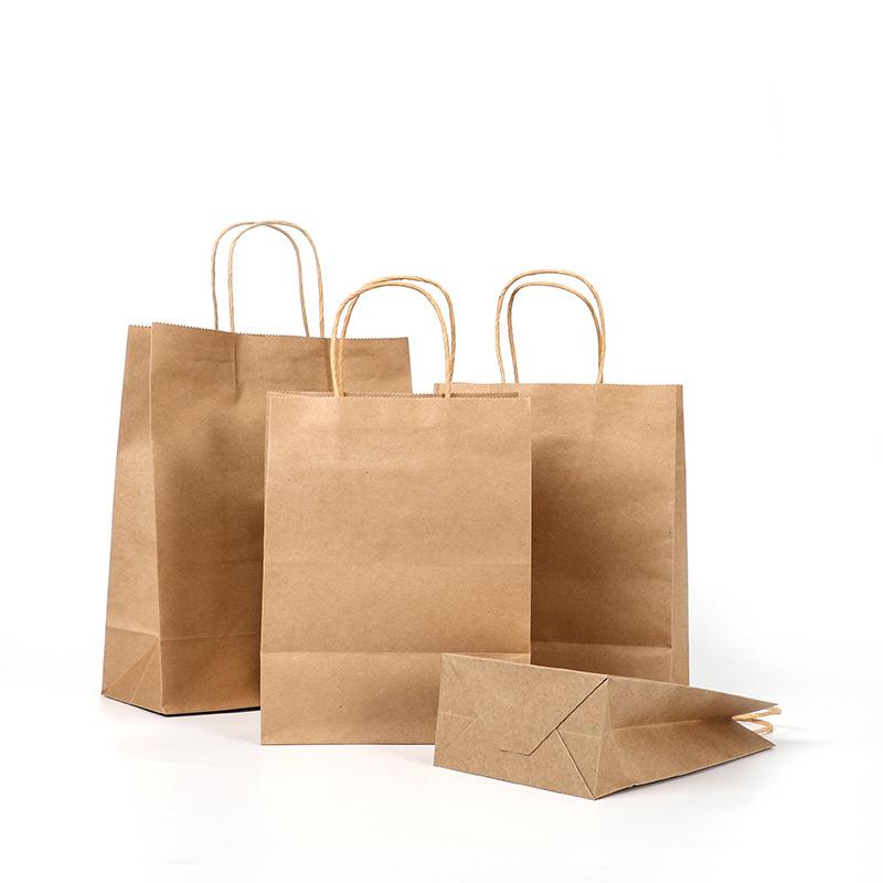 

High Quality 10 Pcs Brown Kraft Paper Shopping Bag with Handles Bulk 7 Sizes Small Large Wedding Party Kraft Gift Bags Wholesale