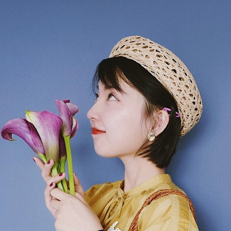 

Japan simple raffia cutout cute holiday wild fashion beret beach straw hat, Picture