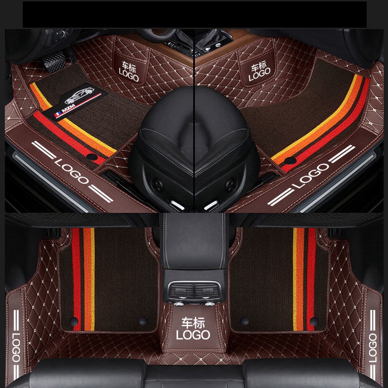 

Custom Fit Car Floor Mats Waterproof Leather ECO friendly Material Specific For Car Double Layers 3 Pcs Full set With Logo Cofffee