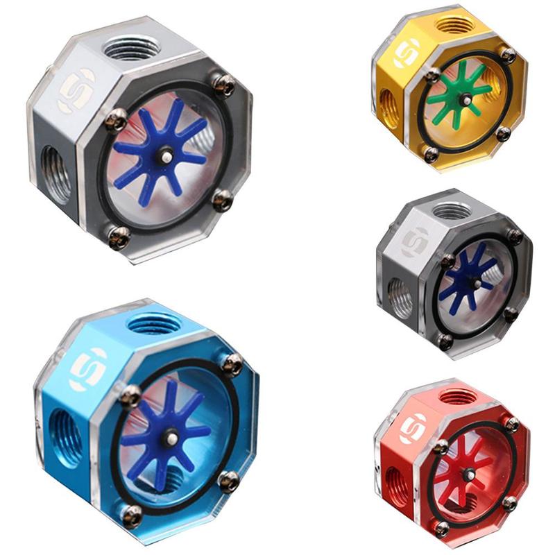 

2020 New Octagon Aluminum Acrylic PC Liquid Cooling Water Tank Water-cooling Flow Meter Cooler For Desktop Water Cooling System