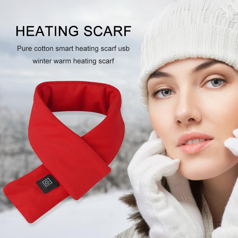 

USB Rechargeable Neck Guard Electric Heated Scarves Cotton Smart Heating Scarf Couple Scarf Neckerchief Plush Collar Scarves, Pink