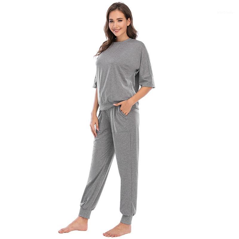 

New Jogging Suit Women Tracksuit Two Piece set Women' Long Sleeve Loose Nightshirt Tops Pants Suit Joggers Sportsuit #Z1, Gray