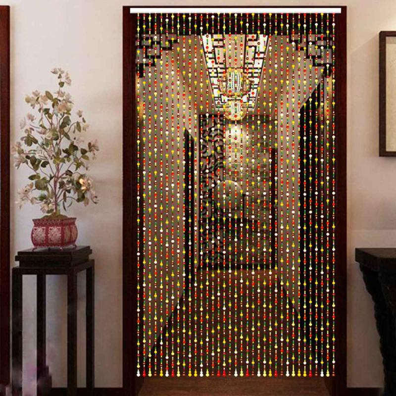 

106cm Colorful Wooden Bead Curtains 25 Line Screen Wooden Beans Curtain Gate Divider Home Window Porch Entrance Room Decor, Multi