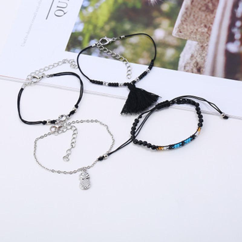 

Charm Bracelets Bangles Bracelet Fashion Pineapple Hand-woven Beaded Tassel DIY Couple Charms 4 Sets Of For Women